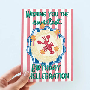 Sweetest Birthday Shellebration Lobster Cake Greeting Card