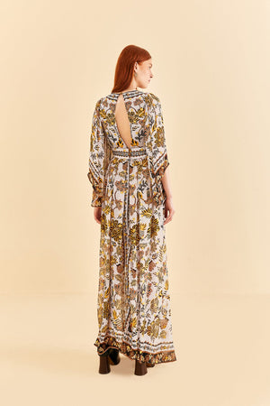 Floral Tapestry Silver Midi Dress | Floral Tapestry Silver