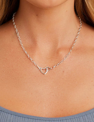 Parker Heart Necklace | Silver