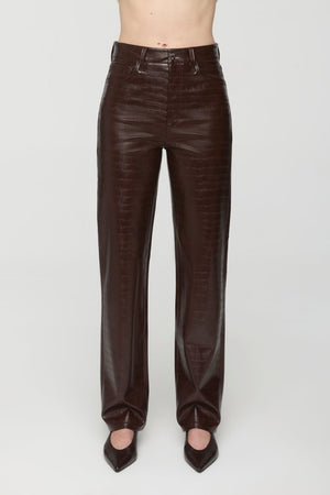 Cassie Super High Rise Straight | Burgundy Croc