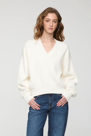 Nika Heavyweight V Neck Sweater | White