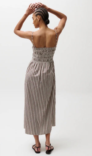 Bianca Shirred Bodice Dress | Java Stripe