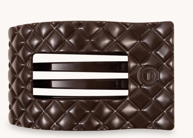 Truly Taupe Quilted Large Flat Rectangle Hair Clip