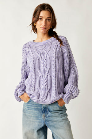 Frankie Cable Sweater | Heavenly Lavender