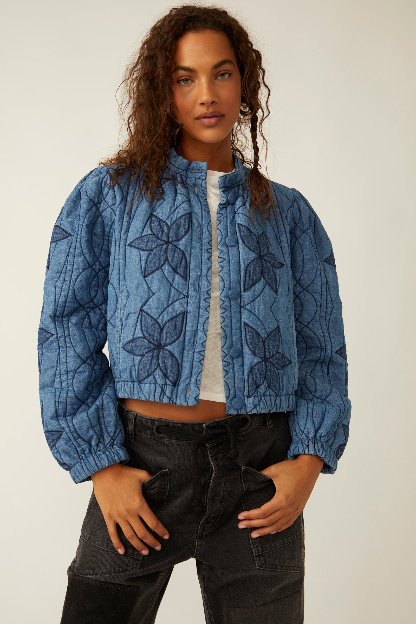 Quinn Quilted Jacket Prin | Teal Combo