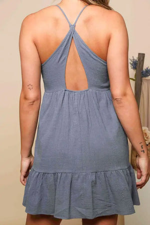 Woven Back Detail Mini Dress