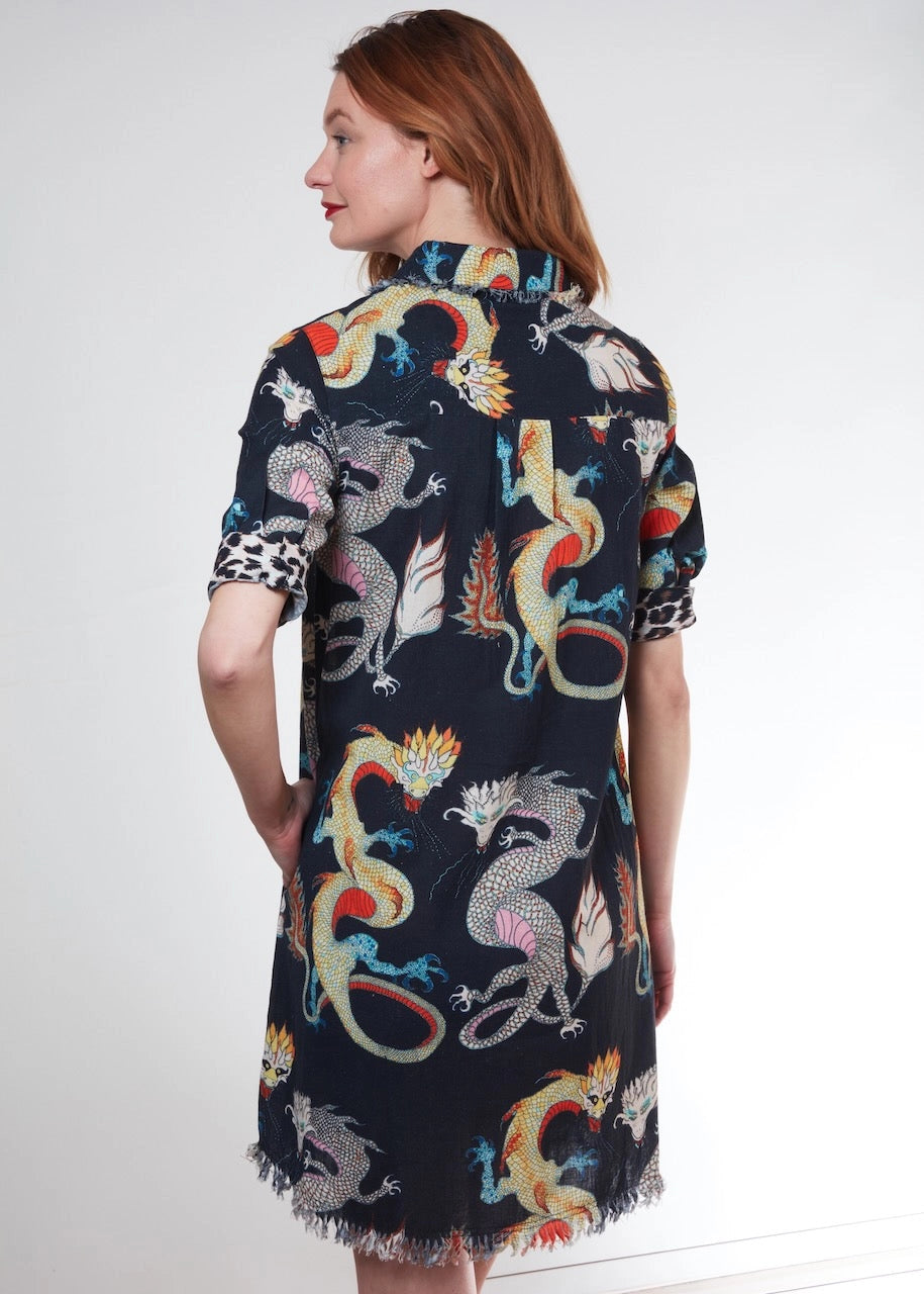 Chatham Dress | Black Dragons Print