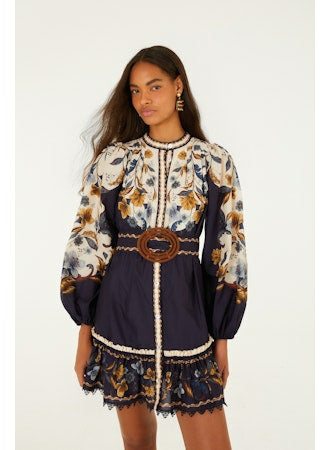 Golden Nature Navy Blue Mini Dress