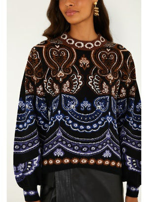 Nicole Brown Knit Scarf Sweater