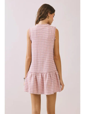Petal Tweed Button-Front Mini Dress