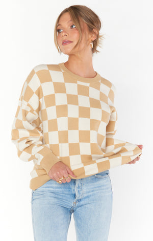 Scout Sweater | Tan Checker Knit