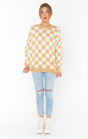 Scout Sweater | Tan Checker Knit