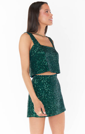 All Night Skort | Emerald Sequins