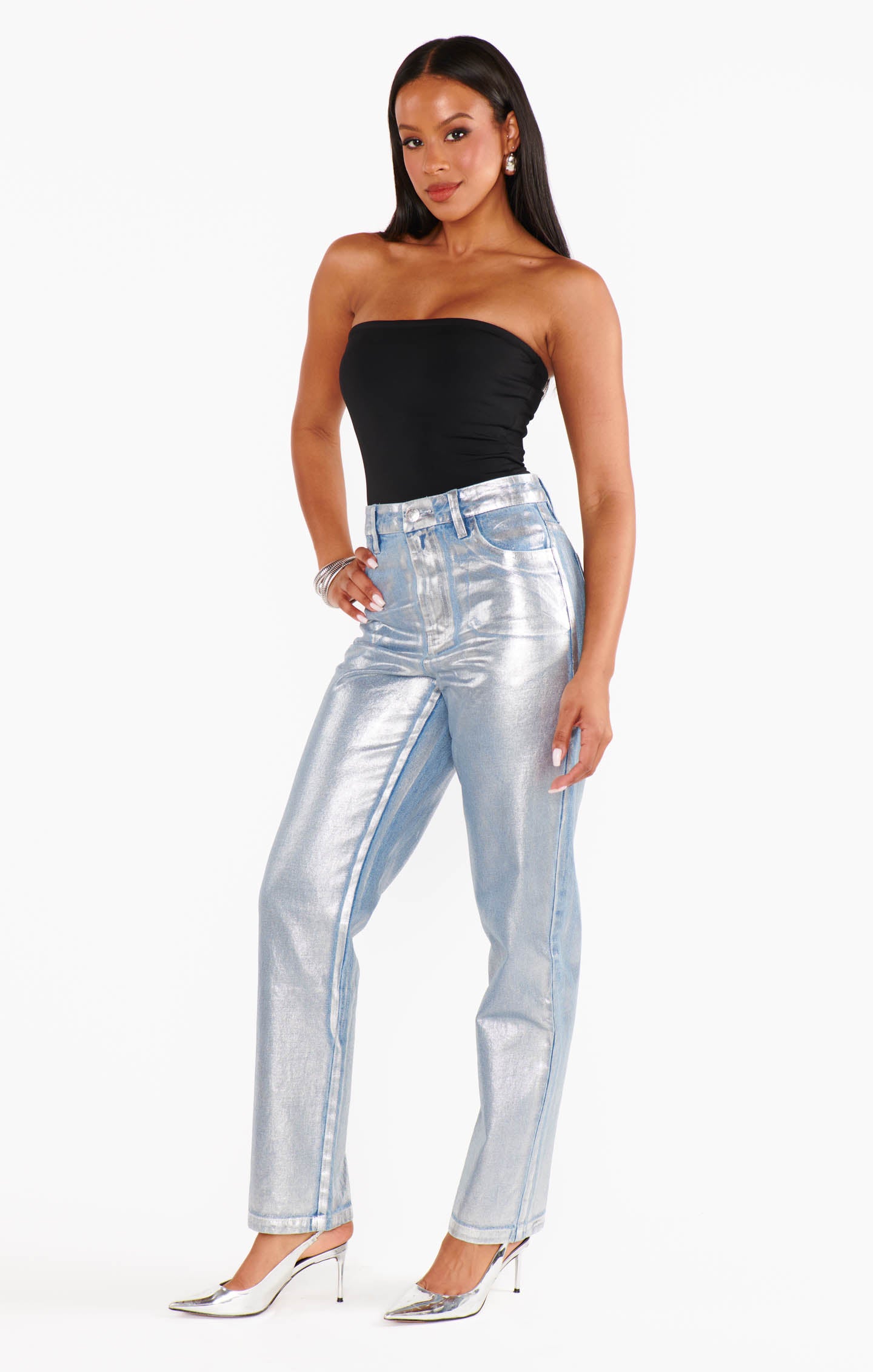 Icon Jeans | Silver Coated Denim
