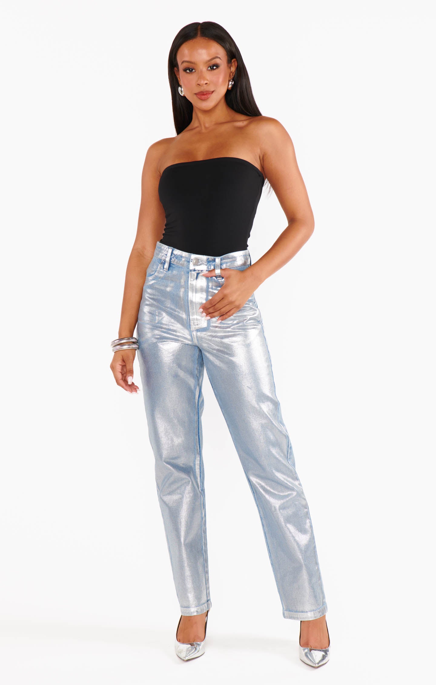 Icon Jeans | Silver Coated Denim