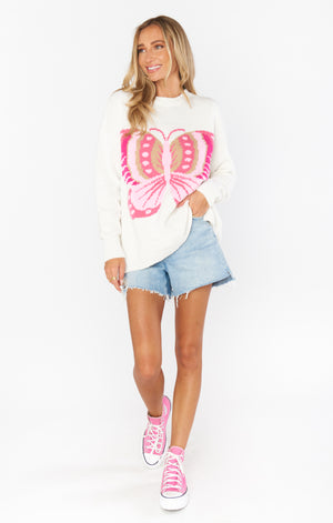 Stay Awhile Sweater | Pink Butterfly Knit