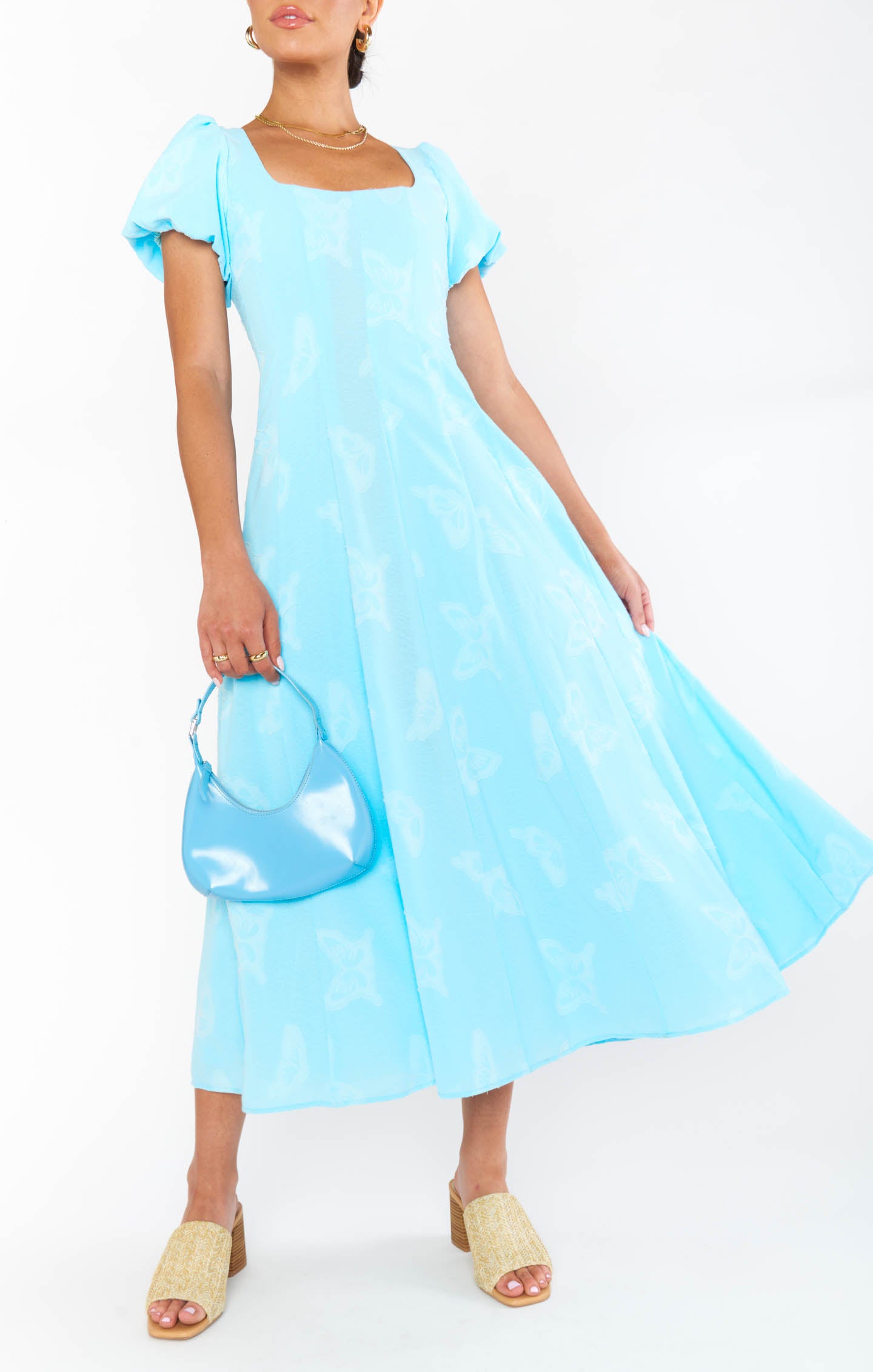 Mia Midi Dress | Blue Clip Butterfly