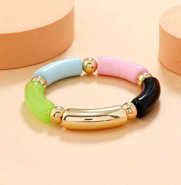 Acrylic Curved Beads Charm Bracelet