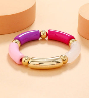 Acrylic Curved Beads Charm Bracelet