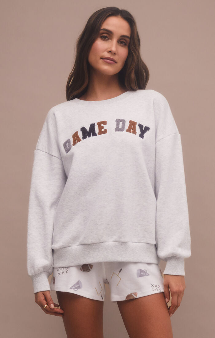 Oversized Game Day Sweatshirt | Light Heather Grey